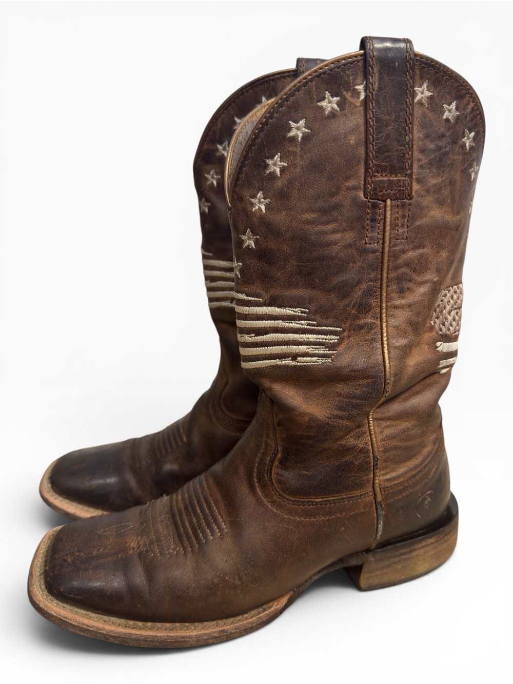 Ariat Circuit Patriot Western Boots Brown Distressed Flag Women’s Size 6 Leather